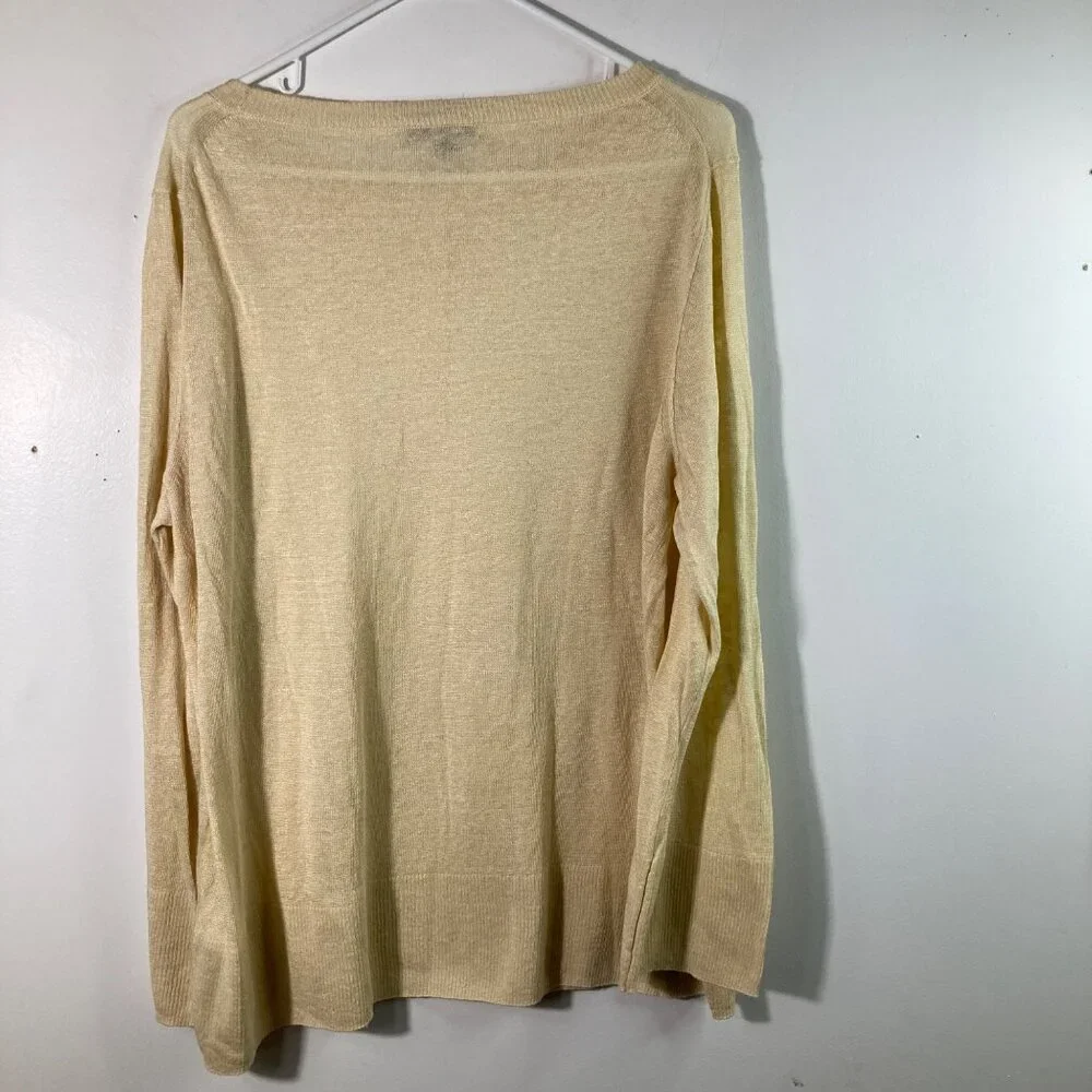 Womens‎ J Crew Linen Sweater Round Neck Pale Yellow S Oversized NWT